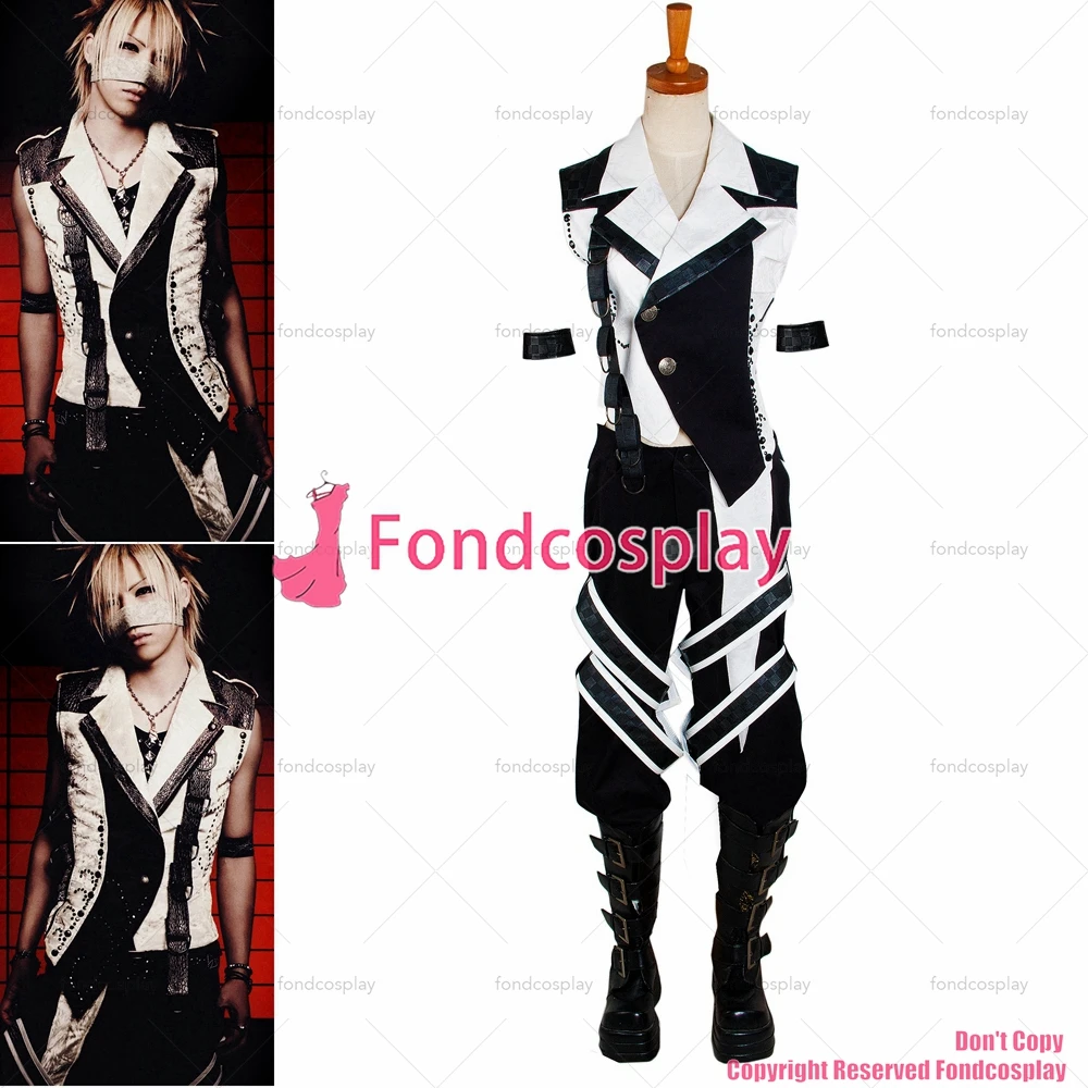 

tailor-made hiphop gothic tripp punk japan gazette reita visual j rock suit black white cotton jacket pants tv/cd[g313]