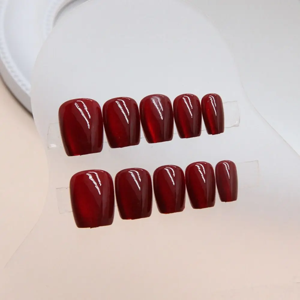 Модные длинные квадратные накладные ногти простые с полным покрытием