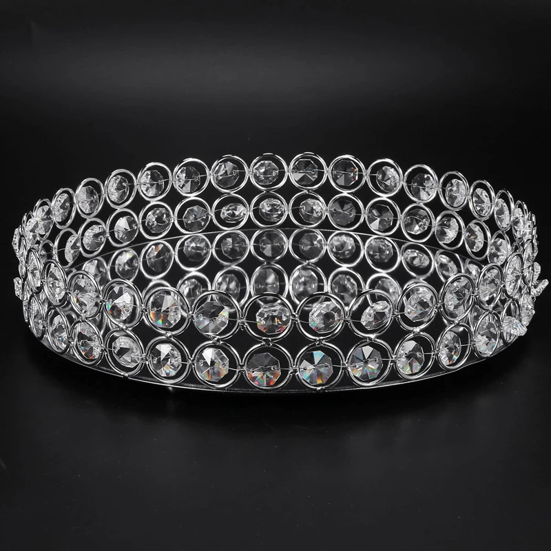 2 шт. серебристый круглый зеркальный декоративный поднос для хранения косметики