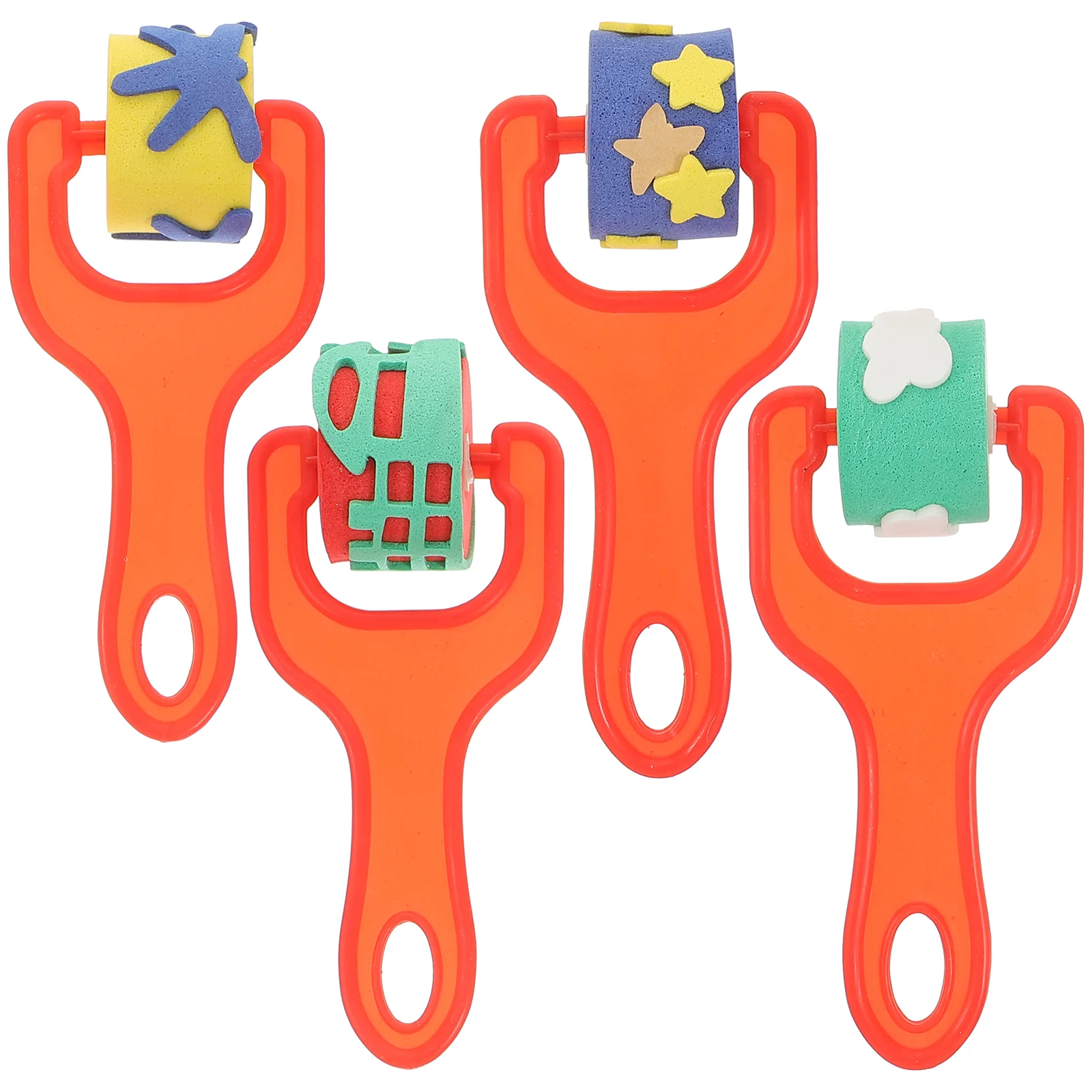 

4 Pcs Wheel Seal Kids Painting Supplies Graffiti Stamper Drawing Stuff Material Rollers Pattern Fun Sponge Supply Baby