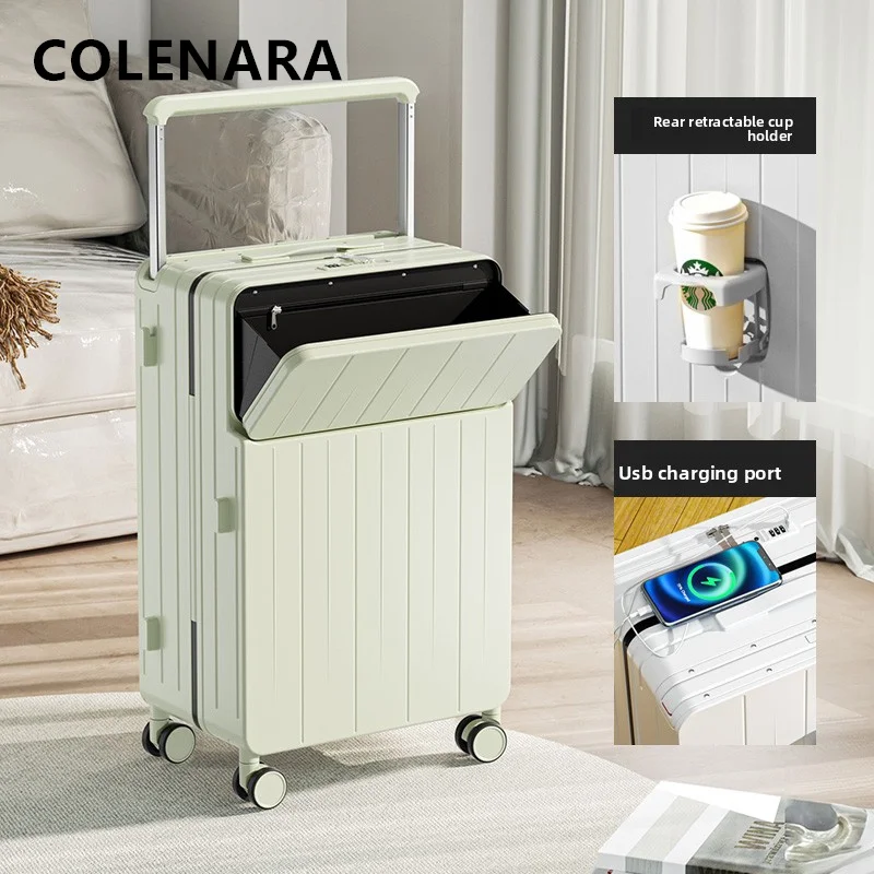Фото COLENARA Высококачественный чемодан с зарядкой через USB, чехол для посадки, 20 дюймов, 22 дюйма, 24 дюйма, 26 дюймов, с передним отверстием, чемодан на тележке для ноутбука, чемодан для багажа в салоне №2