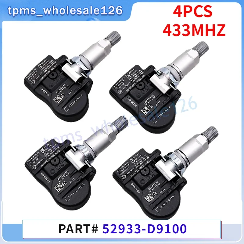 4 шт./лот датчик давления в шинах 433 МГц TPMS 52933-D9100 52933D4100 для 2017-2023 Genesis G90 Hyundai GRANDEUR