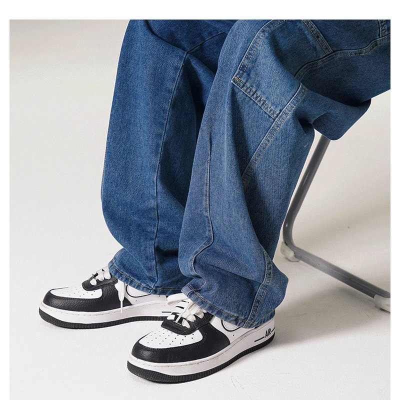 Women's Fashion Y2K Clothes White Jeans Men Wide Baggy Printed Denim Pants For Women Straight Trousers Teachwear Streetwear