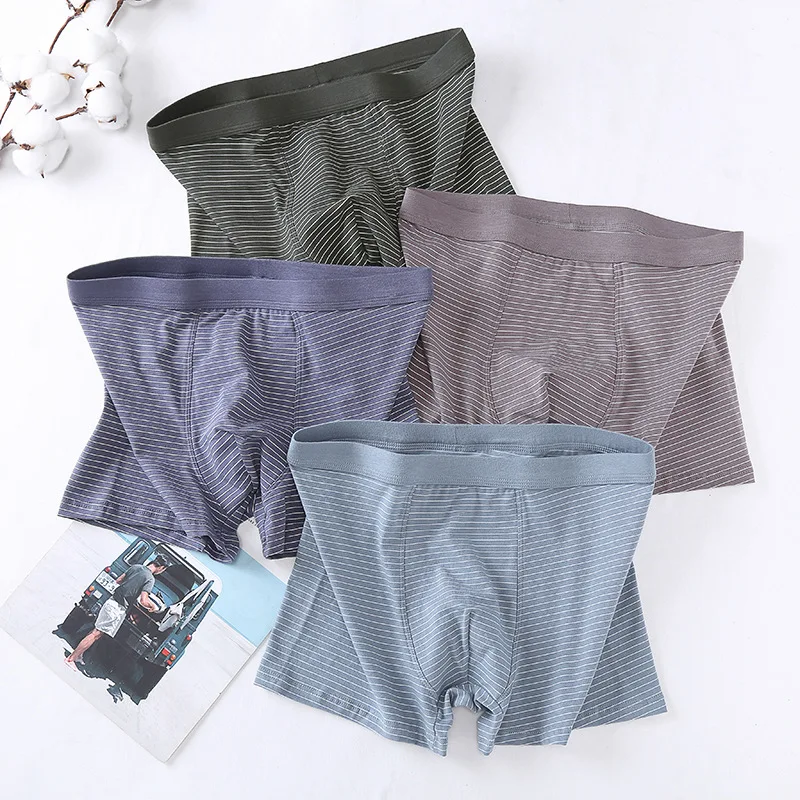 4PCS/lot 7XL 8XL 9XL Plus Size Men Underwear Male boxer Panties Shorts Men's Cotton Striped Underpants Man boxers Large Size