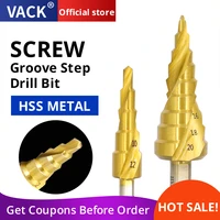 vack 4 12mm 4 20mm 4 32mm hss spiral groove step drill bit set titanium coated wood metal hole stepped core drill router bits