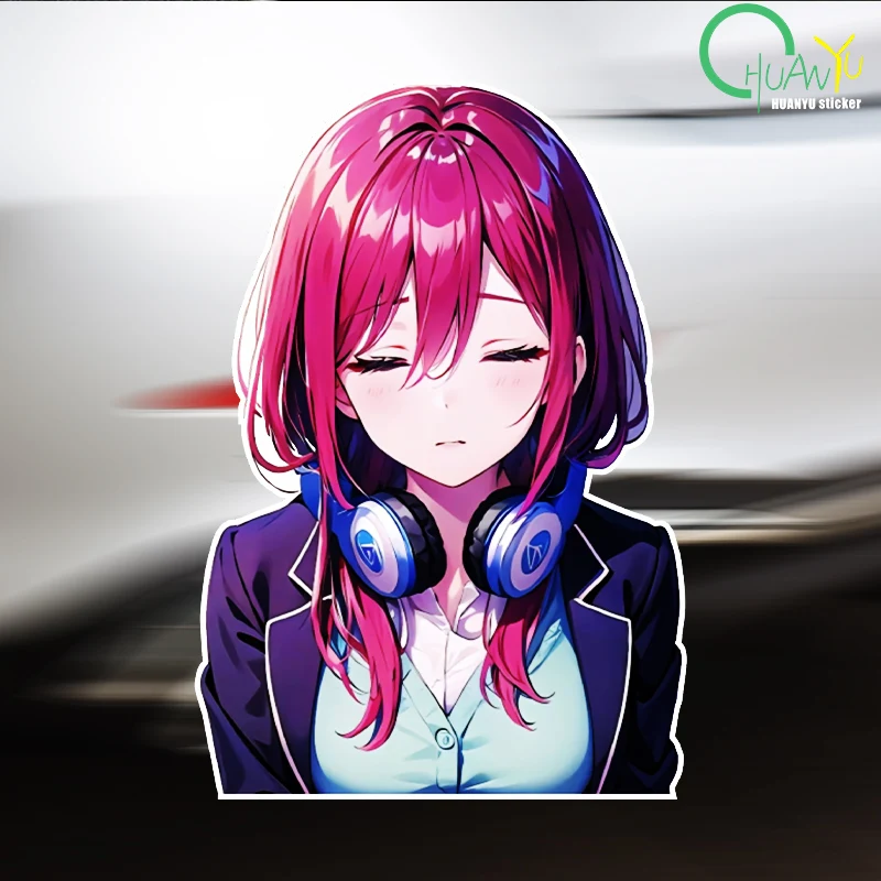 Аниме Девушка Наушники Автомобиль Мотоцикл Кузов Окно Водостойкий