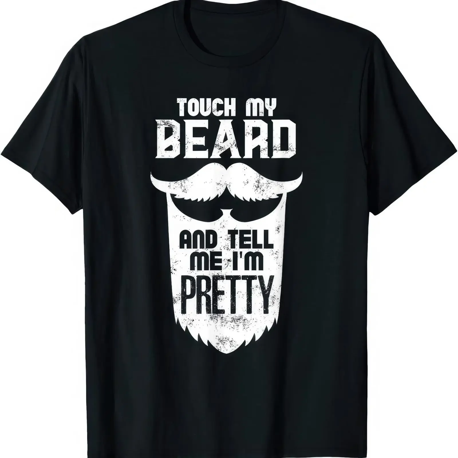 Фото Футболка Touch My Beard And Tell Me I amp 39 m Pretty T Shirt, винтажная, с эффектом потертости, унисекс, стильная, уличная мода, дизайнерская одежда №1