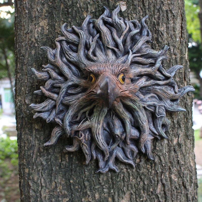 

Muy Bien Resin Crafts Animal Eagle Head Tree Hanging Wall Hanging Outdoor Garden Tree Decorations Home Wall Decorations