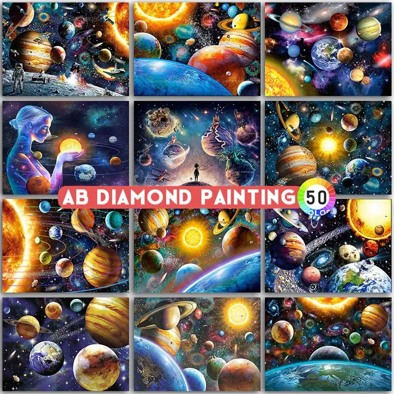 

Алмазная живопись AB, планеты, земля, солнце, Вселенная, домашний декор, полноразмерная круглая Алмазная Вышивка крестиком, Алмазная мозаика,...