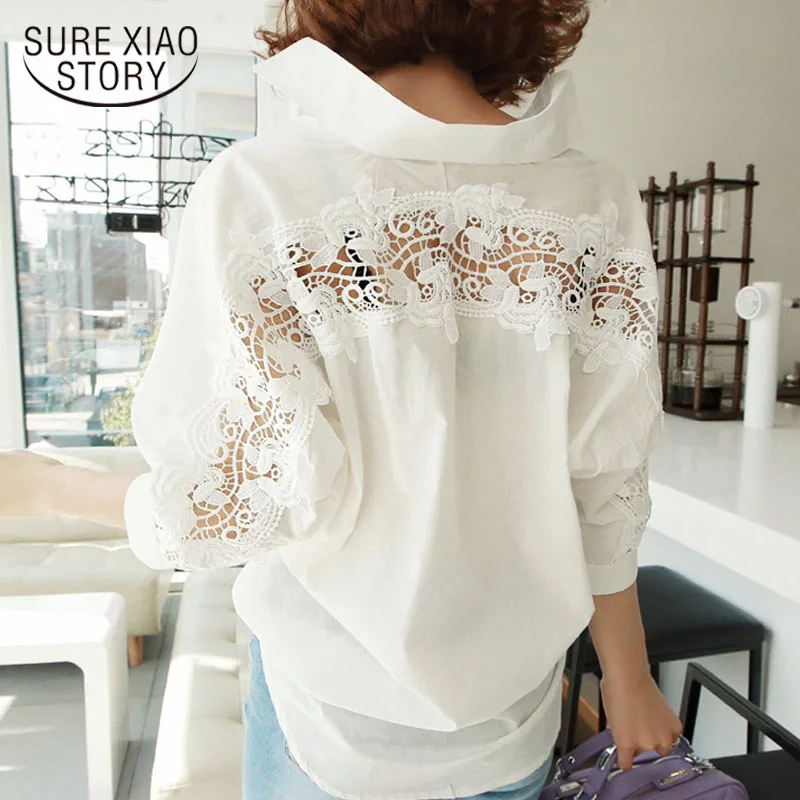 

2023 Backless Sexy Hollow Out Lace Blouse Fashion Women Tops Summer Shirt Ladies Casual Loose White Office Blouse Women 1310 40