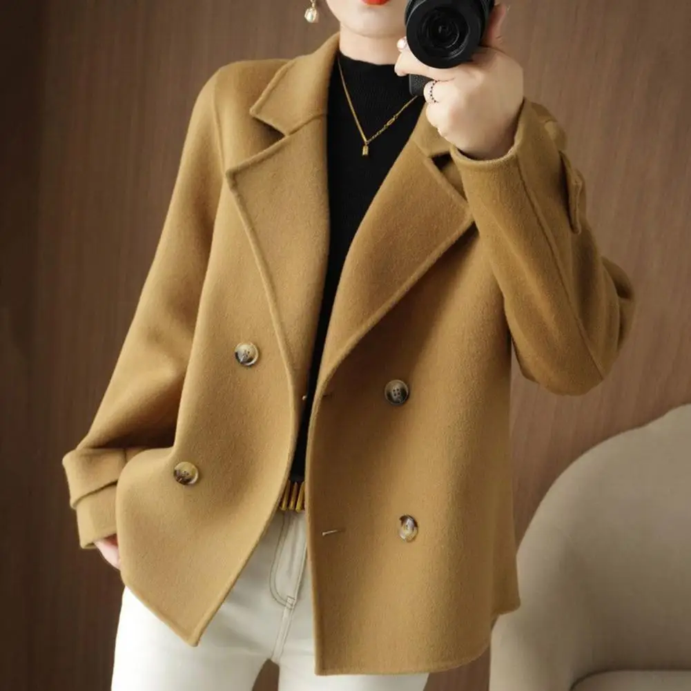 

Lady Loose Coat Stylish Women's Double-breasted Trench Coat Thick Loose Fit with Lapel Notch Collar Ideal for Fall Winter Cold