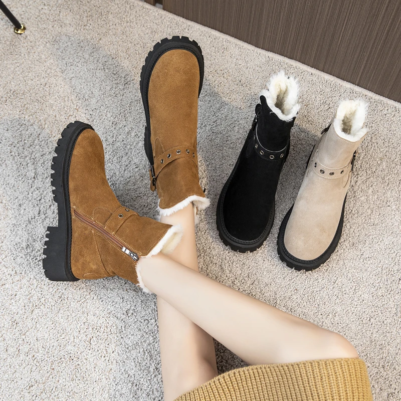 Женские замшевые ботинки DIMANYU Теплые ботильоны из натуральной кожи в британском