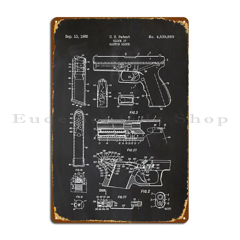 14 Glock 17 1985 запатентованный металлический плакат с табличкой картина кухонный
