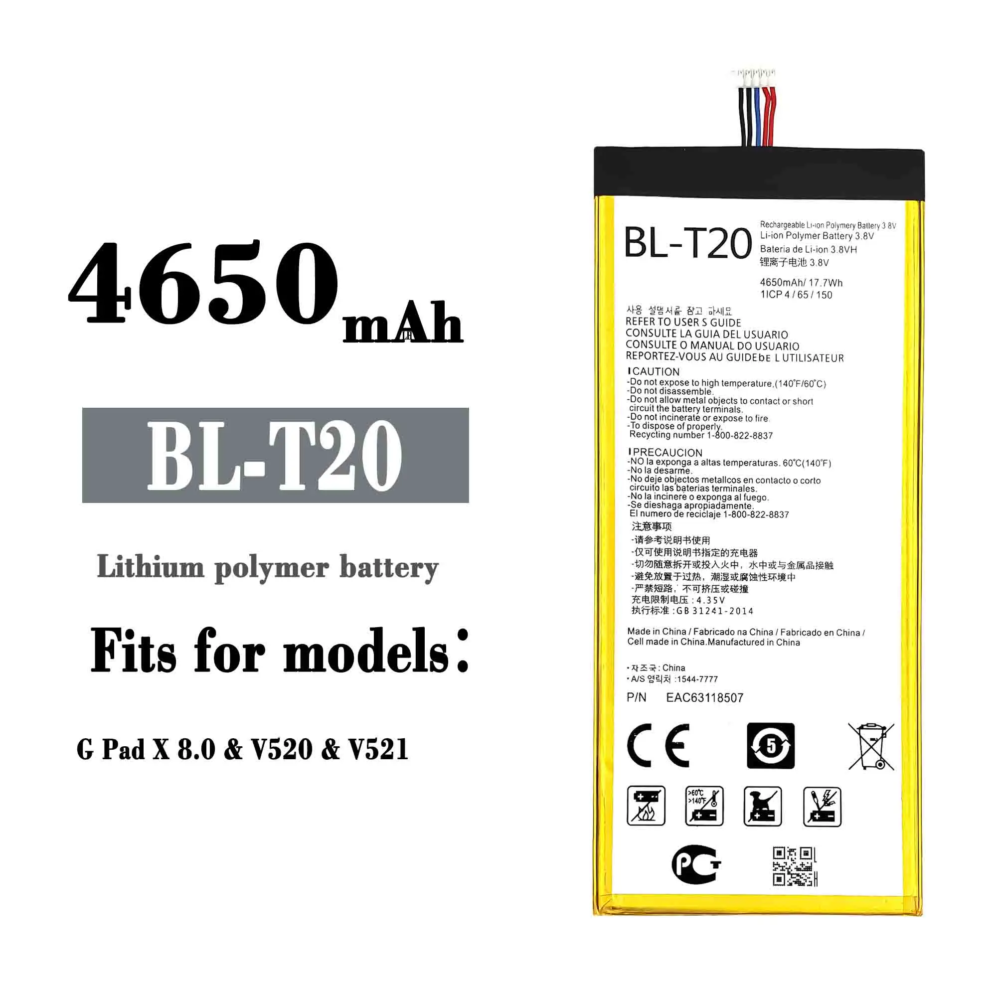 100% Genuine BL-T20 BL T20 Battery For LG G Pad X 8.0 V521 V525 4650mAh Table PC In Stock New Batteries With Tracking number