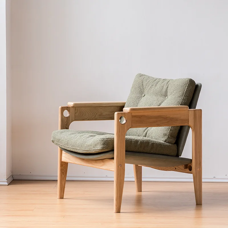 

Nordic Designer Solid Wood Leisure Chair Balcony Home Single Celebrity Comfortable Reading Sofa Chair
