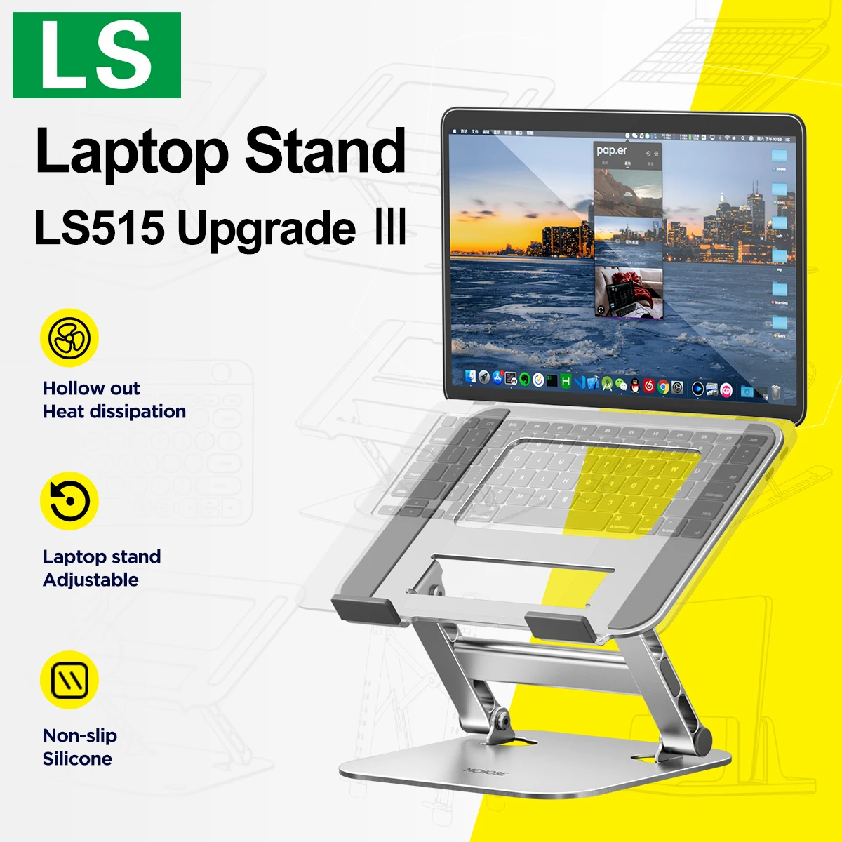 

Подставка для ноутбука LS 515, складная подставка из алюминиевого сплава для ноутбука 10-17 дюймов, кронштейн для ноутбука Macbook Air Pro