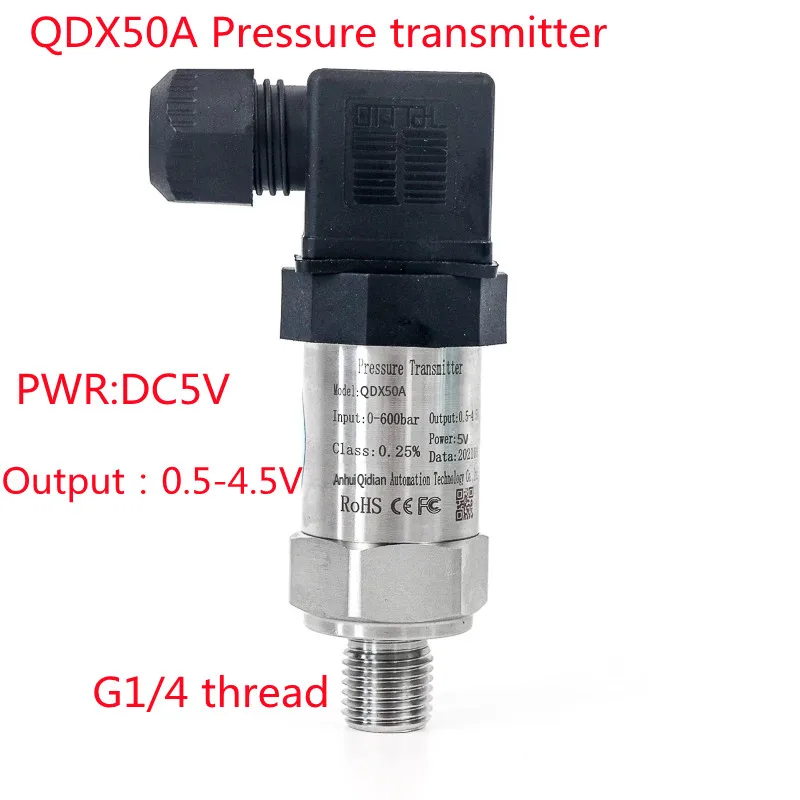 

G1/4 DC5V power supply 0.5-4.5V Output 0~10bar ~25bar ~600bar DC24V Smart Pressure Transducer Water Oil Gas Air Transmitter