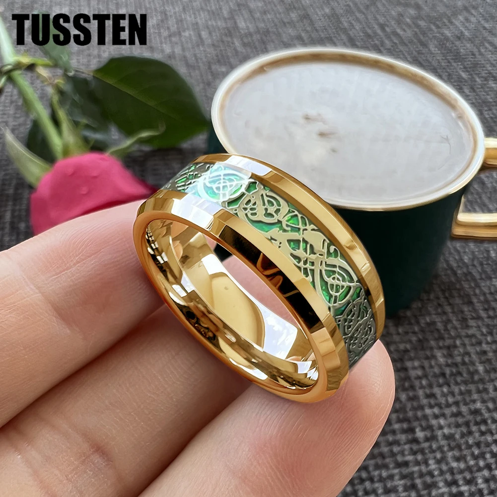 Прямая поставка TUSSTEN 8 мм дракон кольцо Вольфрам обручальное для мужчин женщин
