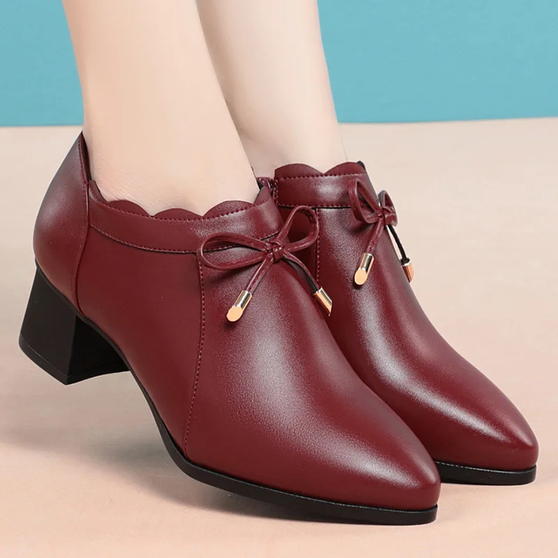 

Plus Size 35-41 Fashion Spring Pumps For Women Office Shoes 2022 Soft Mid Heel Mom Shoes Chunky Heel Female High Heels OL Zipper