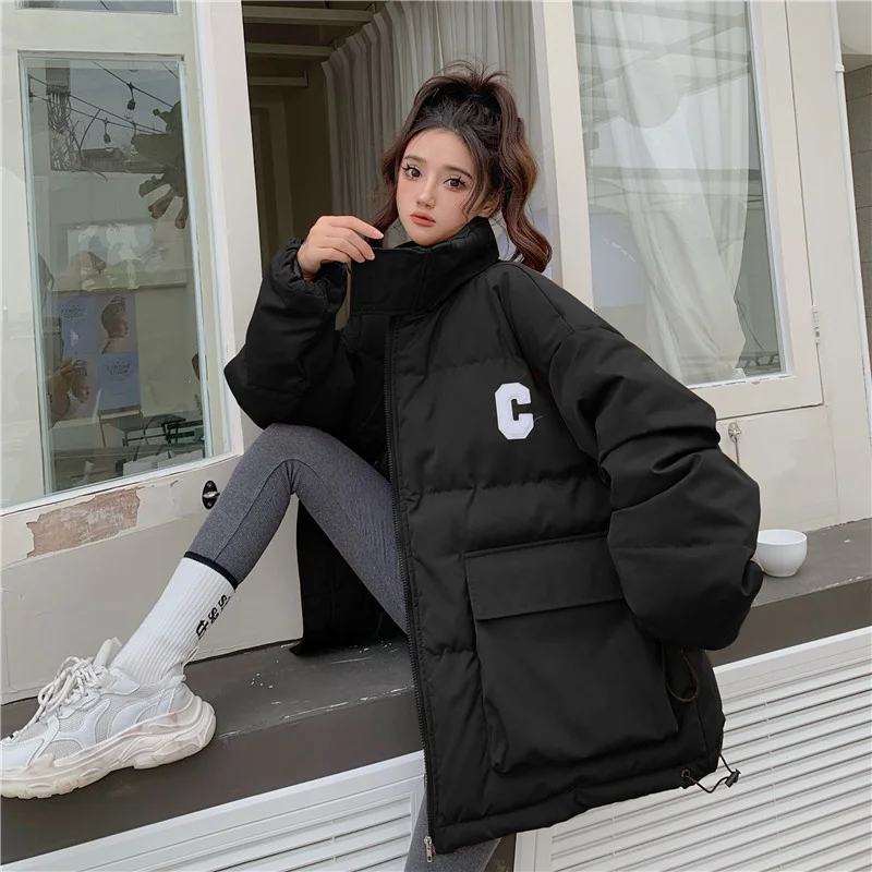Thickened Cotton Padded Coat Women's 2022 New Warm Bread Down Jacket Stand Collar Cotton Padded Jacket For Lovers