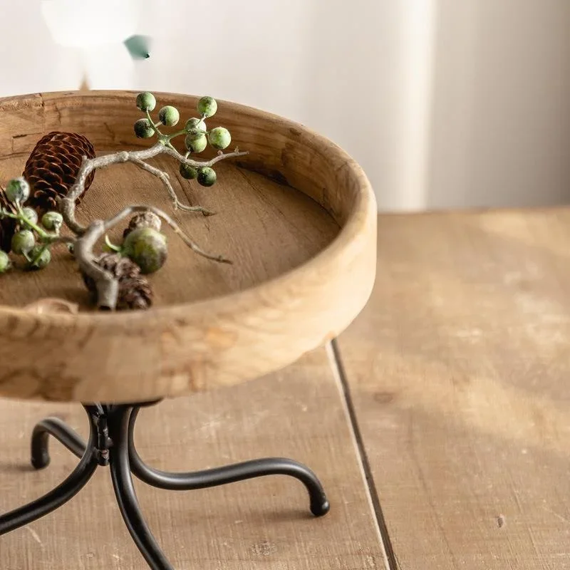 Деревянные полки для хранения во французском ретро-стиле гостиной поднос