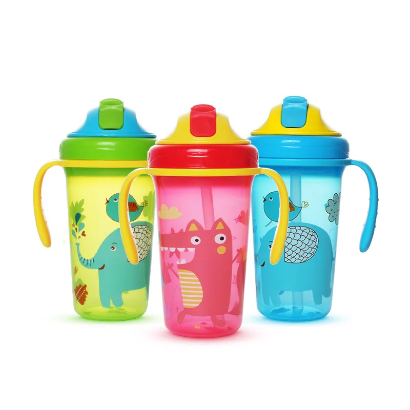 

2022 New baby Cups with Lids and Straws Kids Water Bottle for School Baby Cartoon Cute Sippy Cup Bottle Feeding Botella De Agua
