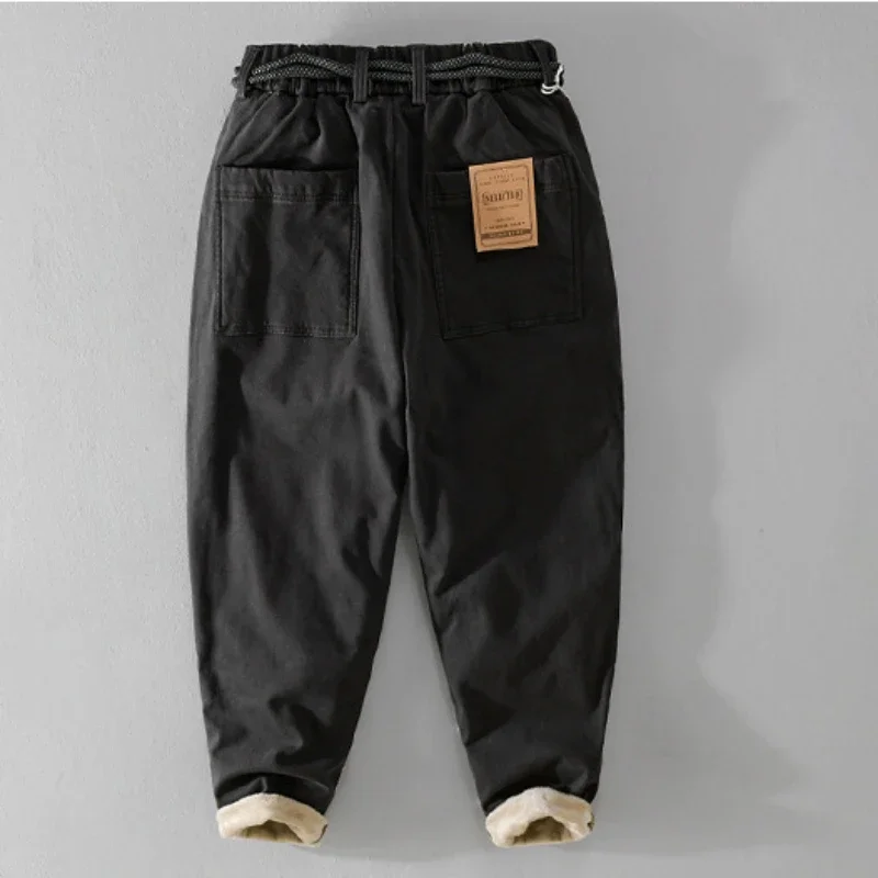 Зимние новые бархатные брюки-карго для мужчин одежда из хлопка толстые сохраняют