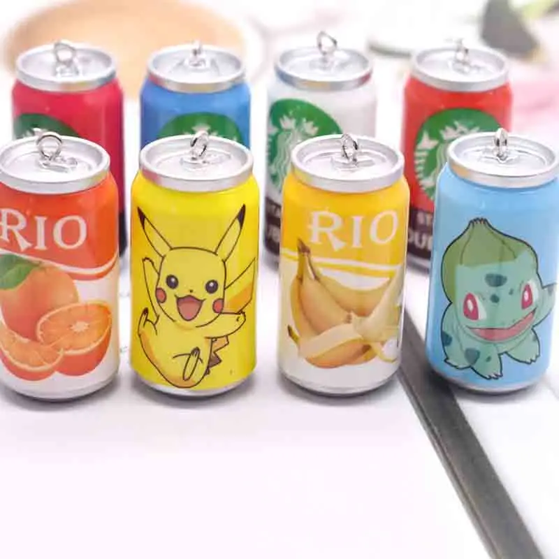

2pc 23*45mm 3D Simulation Coffee Rio Pikachu Cans Charms For DIY Decoration Necklace Keychains Jewelry Accessories