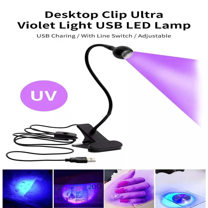 LED Ultraviolet Light USB LED Nail Drying Lamp Flexible Table Lamps Bright UV Gel Curing Nails Art for Cash Medical Phone Repair