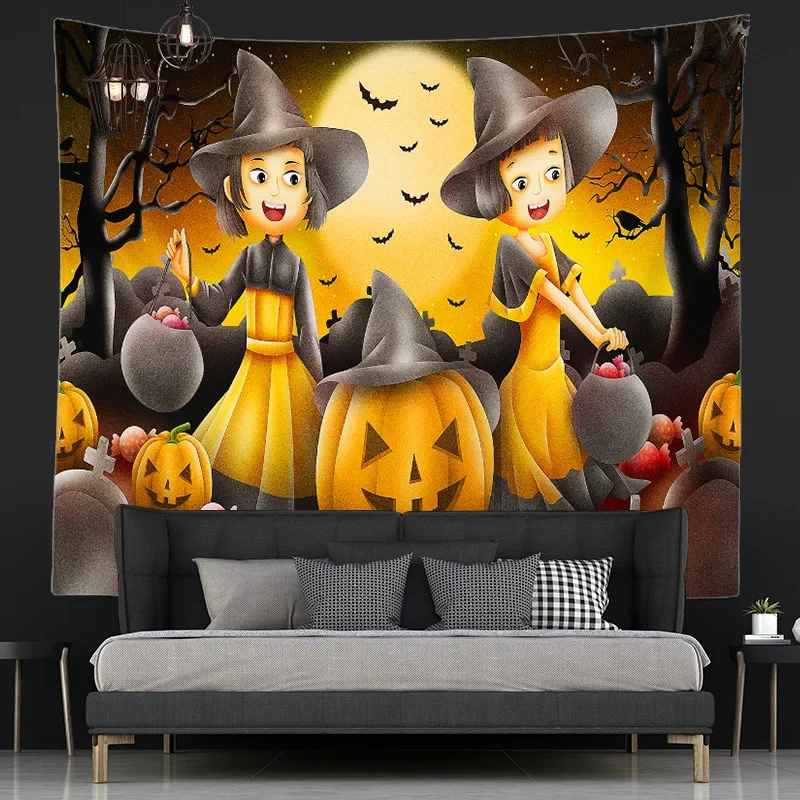 Настенный 3D гобелен с цифровой печатью украшение на Хэллоуин тыква ведьма