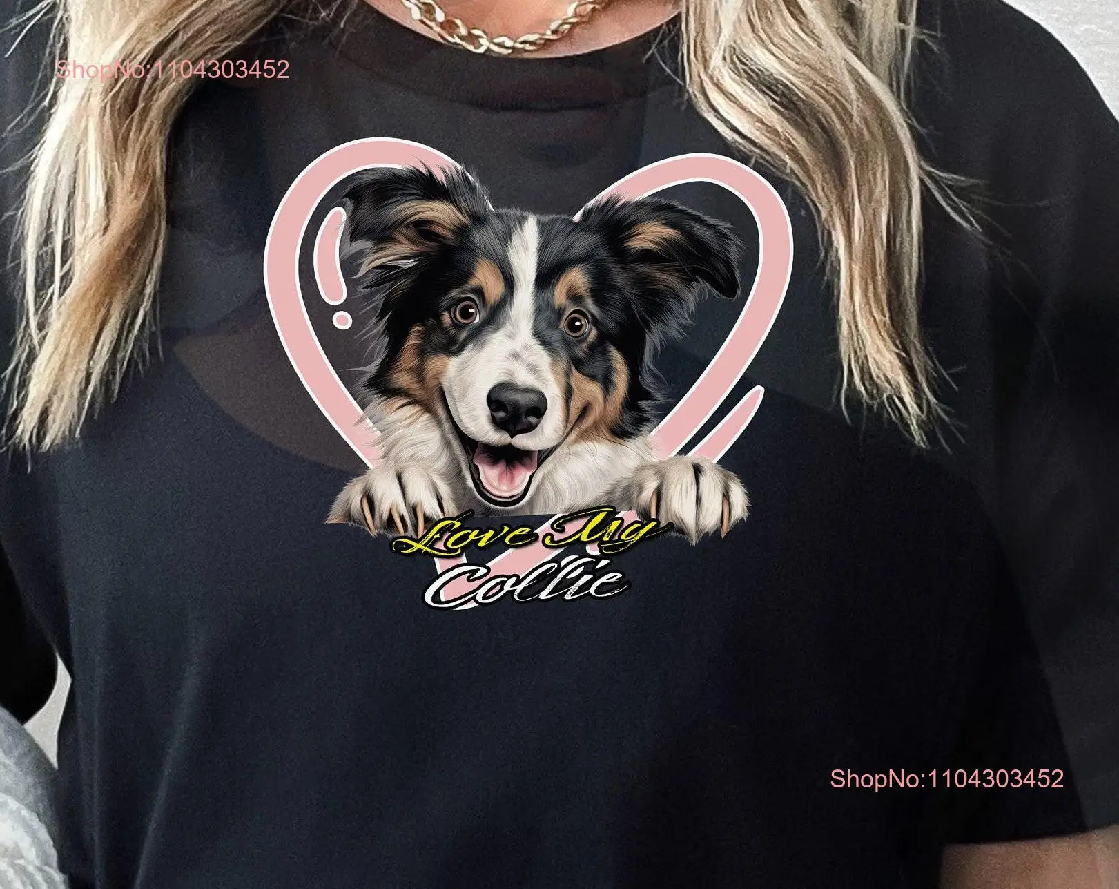 Футболка Collie Love My Dog Lover Owner For Her Him с длинными или короткими рукавами