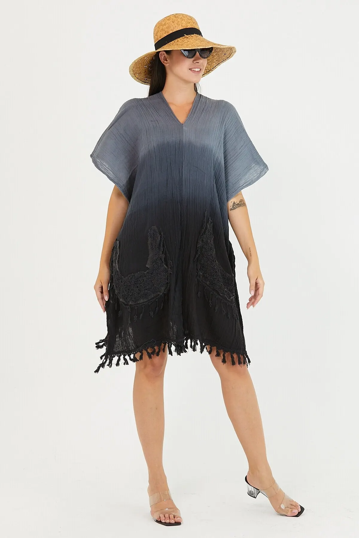 

Women's Pareo Beach Dress Swimwear Cover Up Dress Sexy Tunic Suit Beachwear Female Beach Bikini Cover Loose Mini Dress