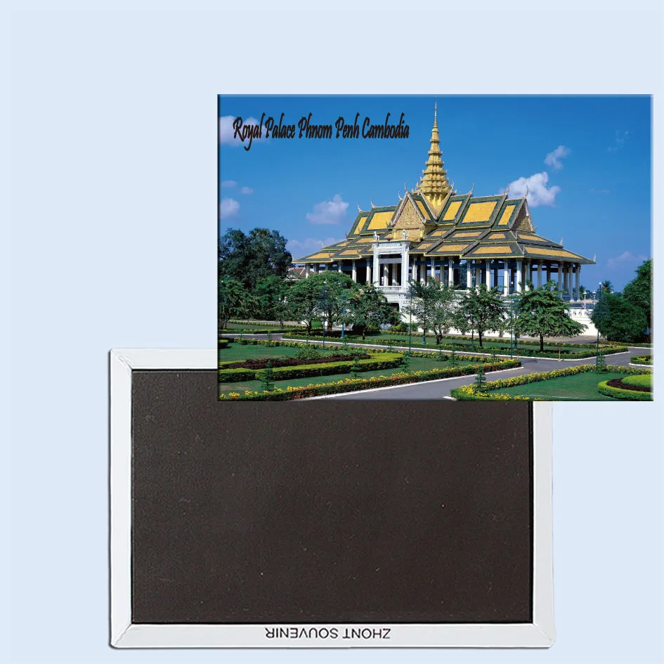 Chan Chaya Pavilion, Royal Palace, Phnom Penh, Cambodia, Refrigerator magnet, Tourist souvenirs, 24704