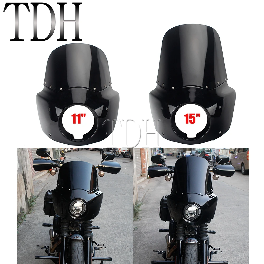 

Black Thug Style Motorcycle T-bar Headlight Fairing Windshield Mount For Harley Dyna Wide Super Glide Fat Street Bob Cafe Racer