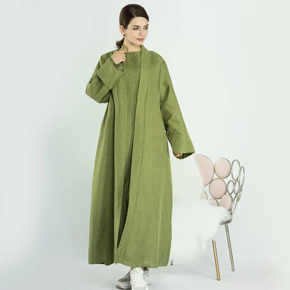 Muslim Cotton Linen Abaya Kimono Turkey Abayas Dresses For Women Dubai Kaftan Oufits Ramadan Eid Islamic Clothing not cardigan