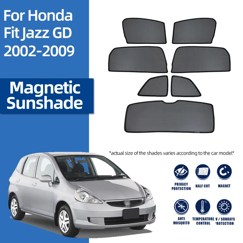 

For Honda Jazz GD Fit 2001-2008 Magnetic Car Sunshade Shield Front Windshield Blind Curtain Rear Side Window Sun Shade Visor