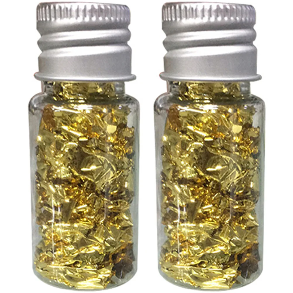 

2 Bottles Shiny Delicate Exquisite Gold Nails Gold Flakes Gold Gilding Flakes Cake Gold Decors