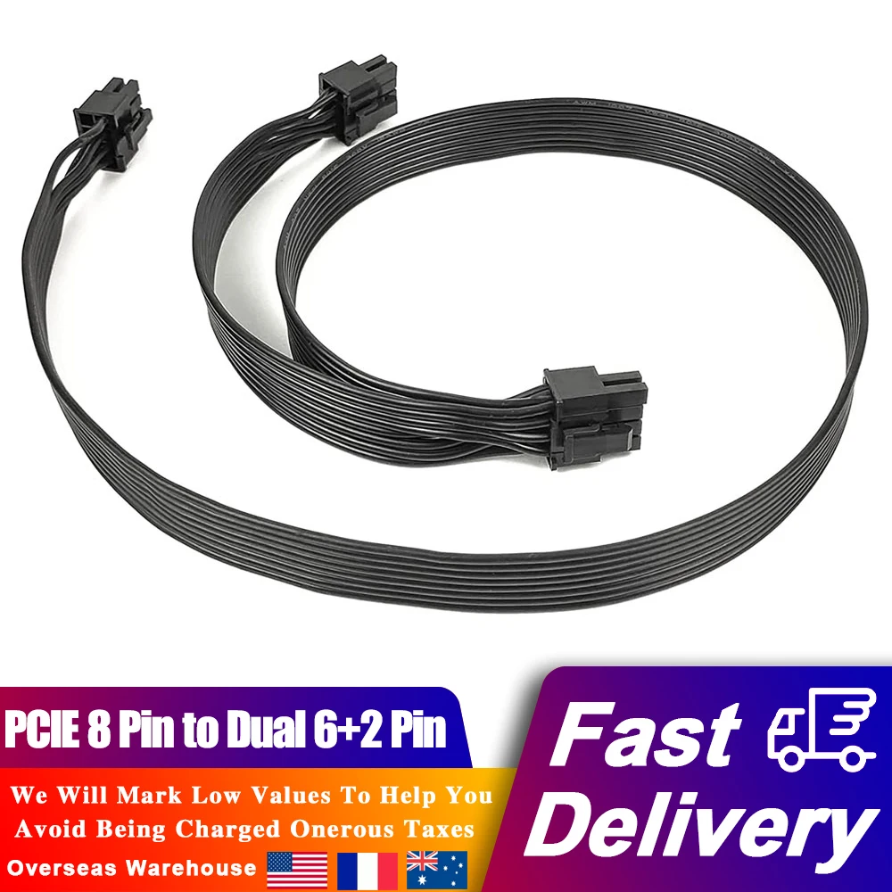 

PCIE 8 Pin to Dual 6+2 Pin Power Supply Cable ATX CPU GPU 1 to 2 Spliter For Corsair RM1000 RM850 Modular Power Supply
