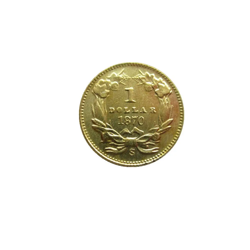 

Копия монеты с большой головой индийской принцессы с золотым покрытием $1, 1870 шт./с