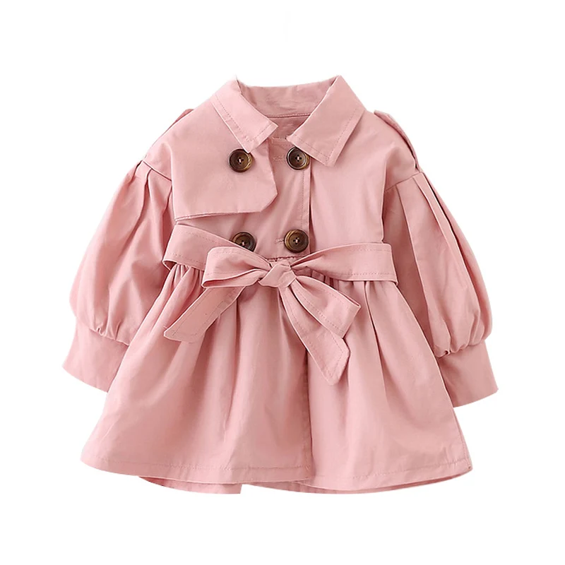 

Autumn Spring Kid Coat with Belt Cotton Winter Clothes for Baby Girl Solid Color Infant Jacket Chamarras Niña 3 Años
