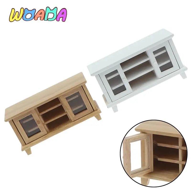 

New Arrival Handcrafted 1/12 Scale Dollhouse Miniatures TV Cabinet Stand Table Wooden Toys Furniture Dolls House