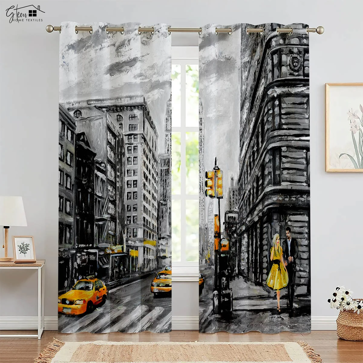 2 шт. декоративные шторы с 3D-принтом в виде городского здания