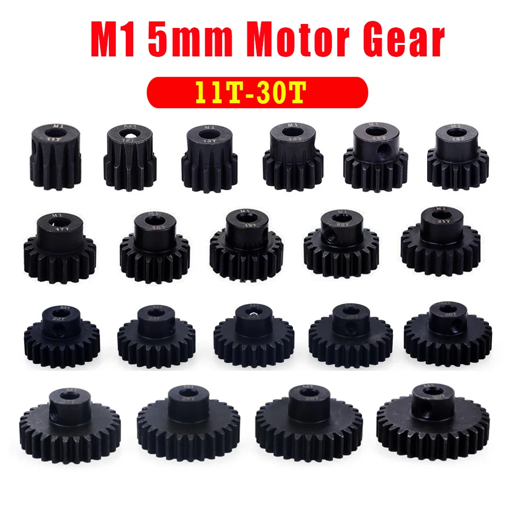 M1 5 мм 11T 12T 13T 14T 15T 16T 17T18T 19T 20T 21T 22T 24T 25T-28T 29T 30T Металлическая Шестерня мотора для 1/8 RC автомобиль 5 мм вал двигателя