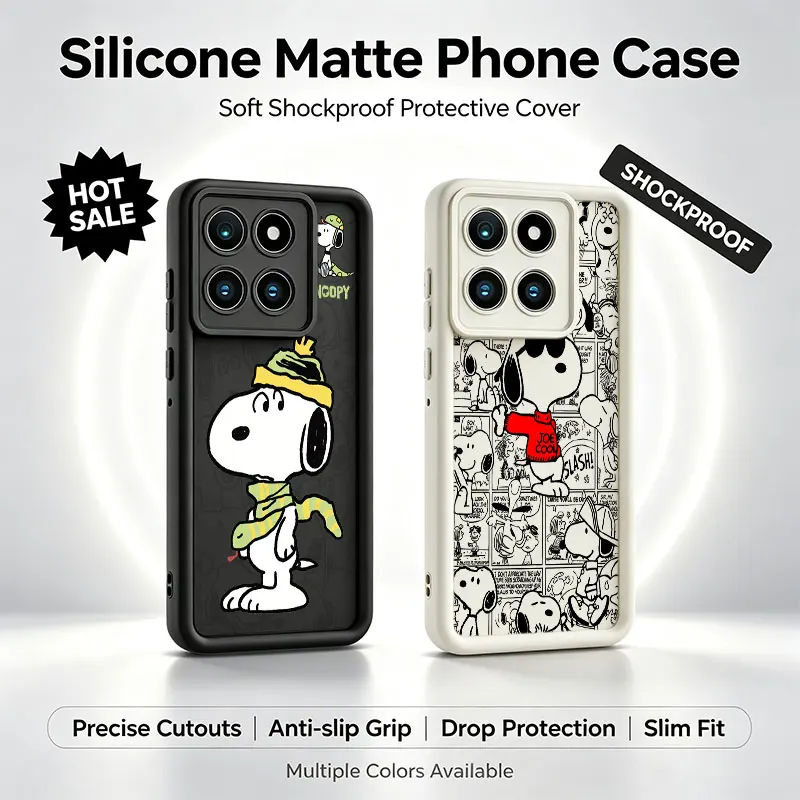Фото Симпатичный противоударный чехол для телефона с изображением S-Snoopys для Xiaomi 11 12 14T 15T Ultra POCO X3 X5 X6 M6 C65 Redmi 13C 14C 15 A7 Pro A4 A5 №1