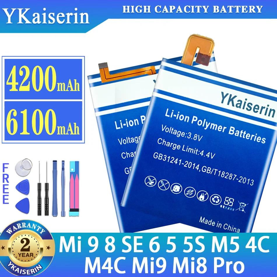 

YKaiserin Battery For Xiaomi Mi 9 8 SE Pro 6 5 5S M5 4C M4C Mi9 Mi8 Pro Mi6 Mi5 Mi5S Mi4C 9SE 8SE 8Pro For Xiaomi 8 M8 batteria