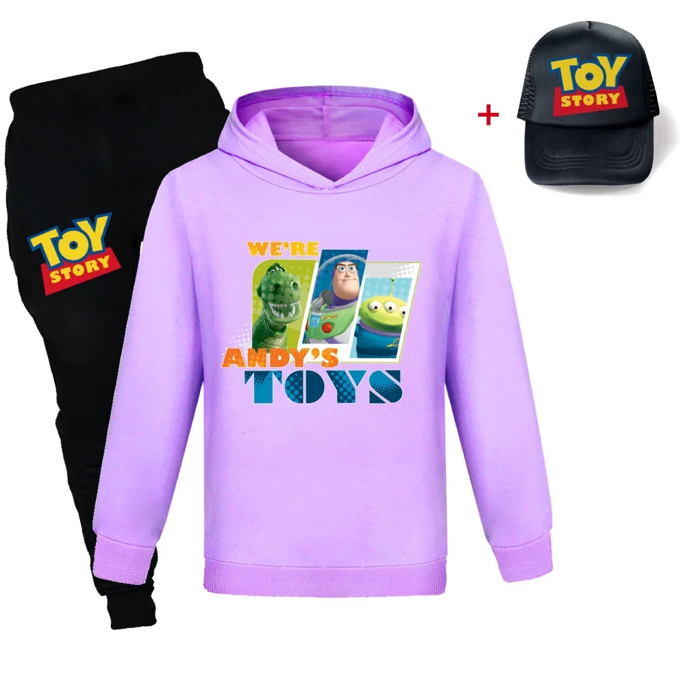 

Kids Boys Hoodies+Pants+ Hat Sets Toy Story Baby Cotton Tops Suit Spring Autumn Clothing Fashion 2-16 Y Children Sports Set