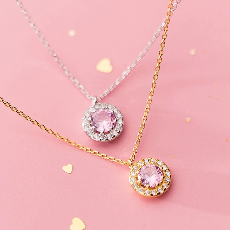 Женское ожерелье из серебра 925 пробы с инкрустированным Цирконом