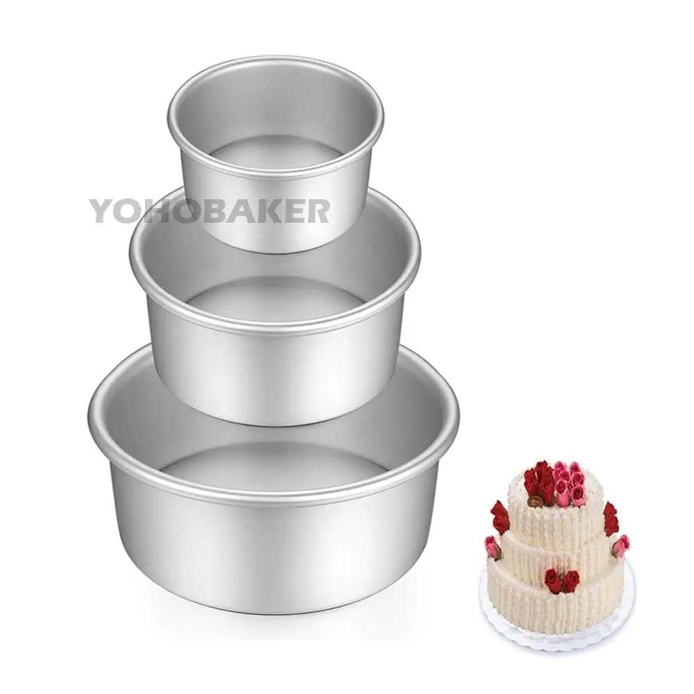 

YOHOBAKER 4 Inch Deep Aluminum Round Cake Pan 468 Inch Removable Bottom Baking Tray Layer Tier Cake Pans Cheesecake Tin