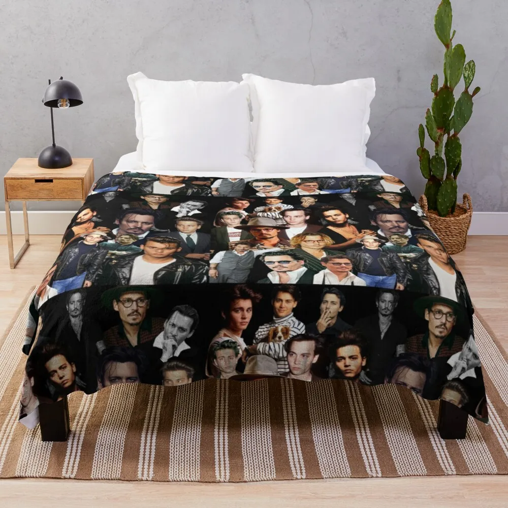 

Johnny depp sexy colagethrow cobertor cobertores sofás de malha decoração sofá cobertor com borlas bens para casa e conforto
