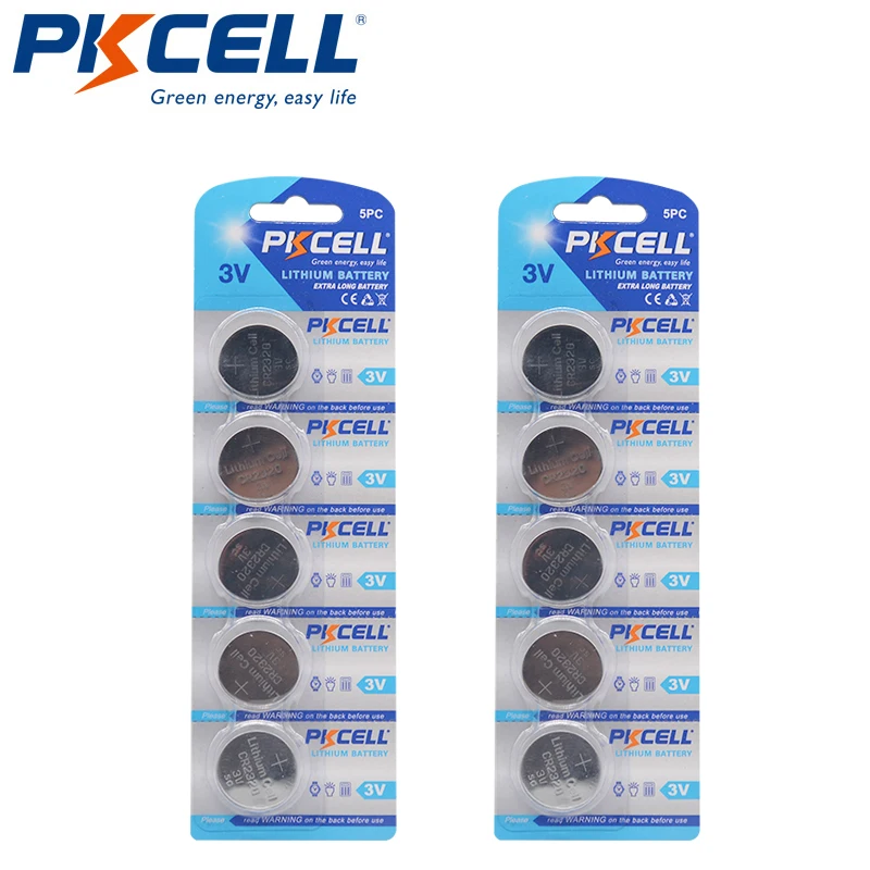 

10Pcs/Lot PKCELL CR2320 3V Lithium Battery Button Cell Batteries DL2320 13Ah for Clocks, Watches, Calculators, Computers